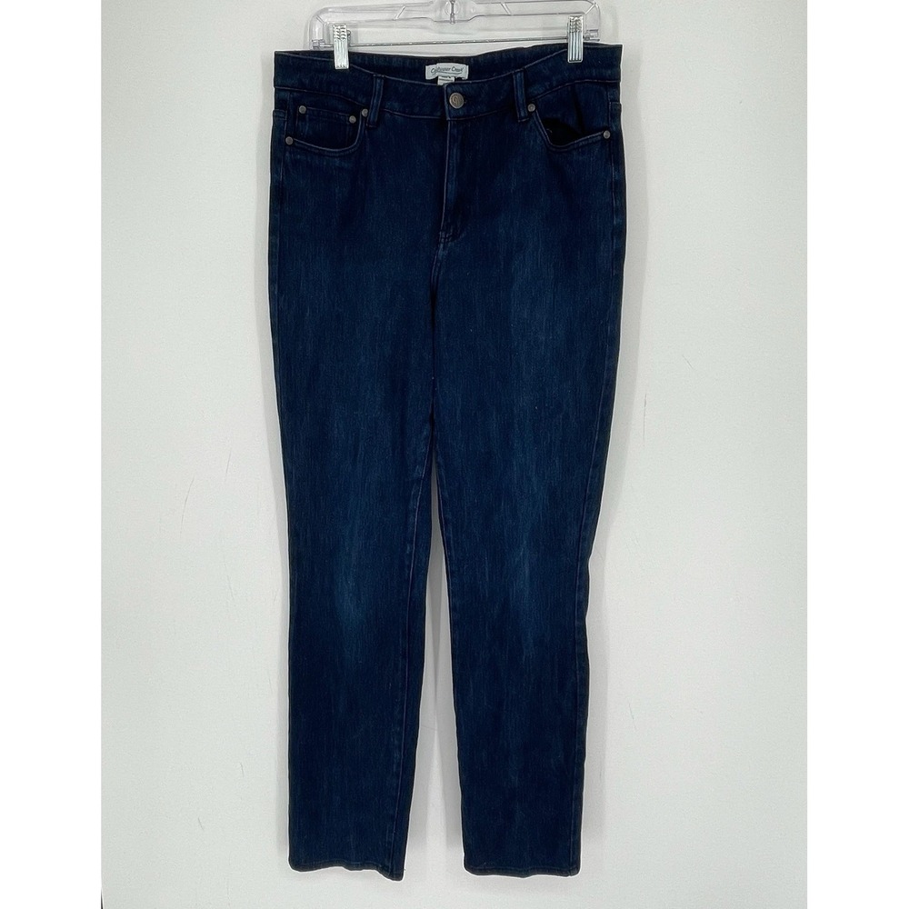 Coldwater Creek Women's Dark Wash Straight Leg Stretch Denim Jeans 12T Tall